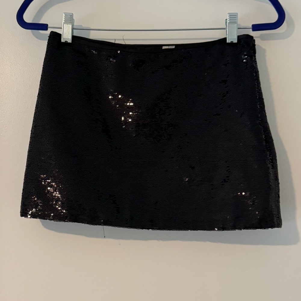 Source Unknown Black Sequin Pencil Mini Skirt